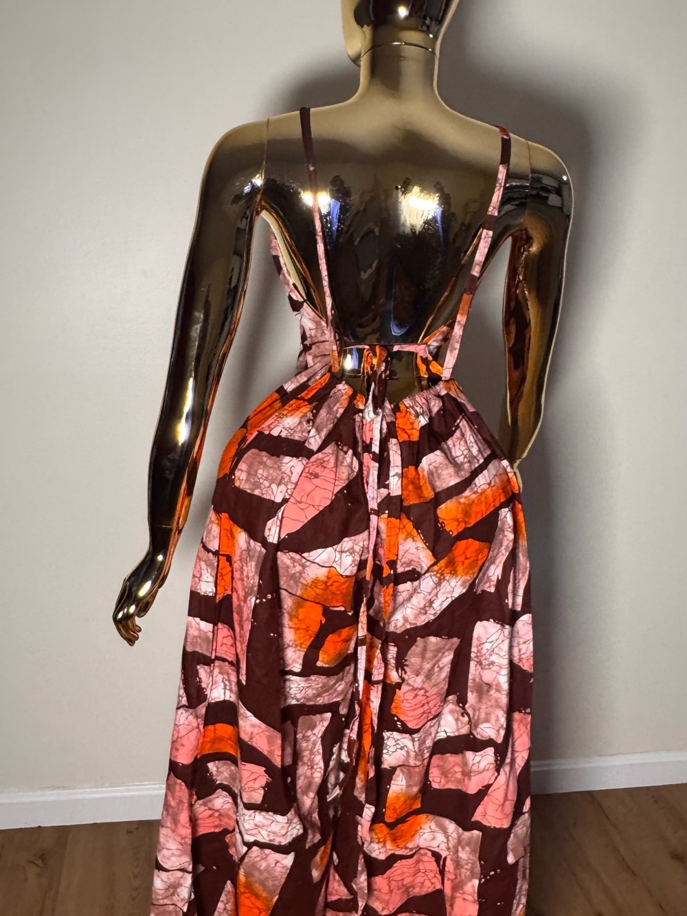 Halter-Neck Wide-Leg Jumpsuit in Rust Multi Print - Picture 5 of 15